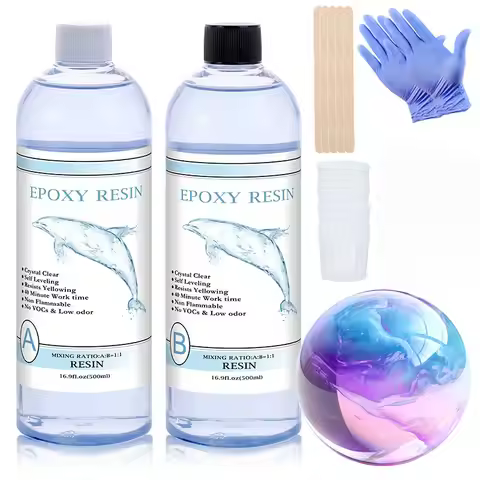 1:1 Clear Epoxy Resin Crystal Clear Art Resin Epoxy 2 Part Epoxy Casting Resin Kit with Measuring Cu