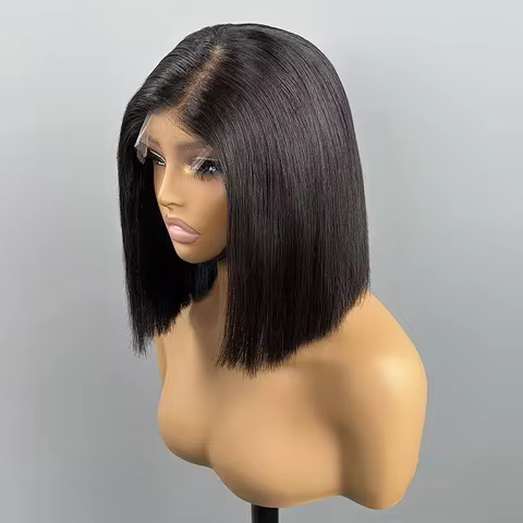 short blunt bob cut human hair wig 10inch Hair 13x6 150% bob wig $86 shipping fee is 15