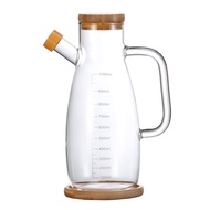 650/1000ml Glass Oil Bottle with Bamboo Lid Creative Soy Sauce Vinegar Seasoning Jar Kitchen Condime
