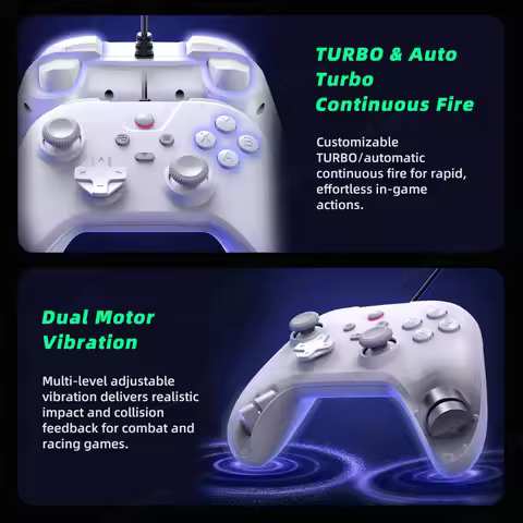 Wired Gaming Controller For PS4 1000Hz Carbon Film Joystick Zero Drift Gamepad with TURBO & Dual Vib