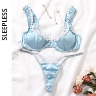 Sexy For Woman Satin Bra Set Lace Splicing Erotic Lingerie Beautiful Intimate Outfits Fancy Underwear