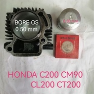 HONDA C200 CM90 CA200 CT200 2ND(USED)CYLINDER BLOCK NEW PISTON +RING SET SIZE OS 0.50mm