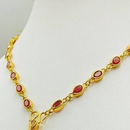 jewery33 m33 สร้อยคอพลอยทับทิมพร้อมจี้หยดน้ำ งานสวย ไม่แพ้ ไม่คัน **สร้อยยาว 24นิ้ว--