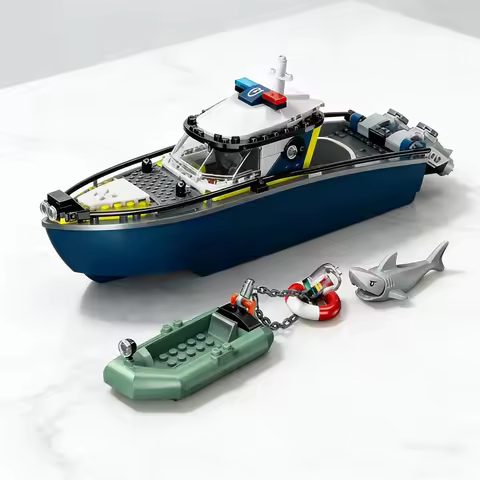 Third Party Compatible MOC Sets City Series Building Blocks 60456 Police Boat Chase Ship Children's 