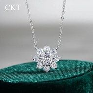 CKT 18k White Gold Pendant 1ct Diamond Moissanite Necklace Women's Platinum Pt950 Sunflower Classic 