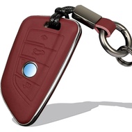 Car leather keycase For BMW Key Fob Cover with Keychain Fit for BMW 3 5 6 7 X1 X2 X3 X5 X6 Series Sm