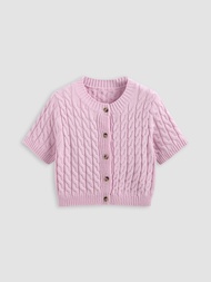 Cider Round Neckline Button Cardigan