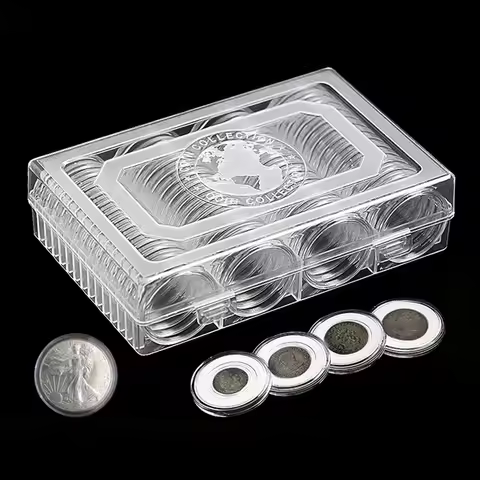 41 MM Coin Holder 60 Pieces Collection Box For Coins Storage Capsules Protection Boxes Container