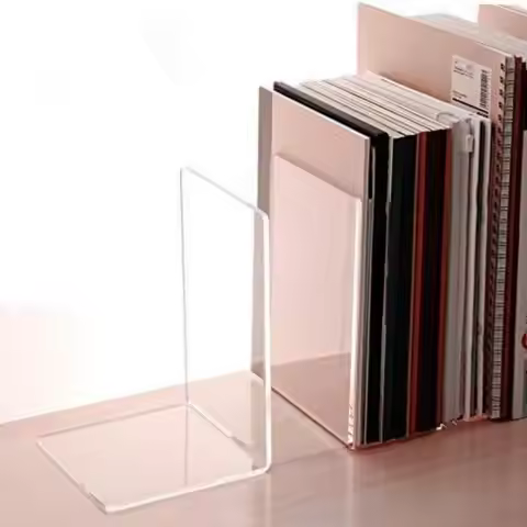 8 Pieces Bookends,Clear Bookends for Shelves,Heavy Duty Book Ends andDesktop Organizer,Book Stopper 