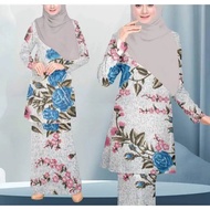 Fesyen Wanita Terkini Baju Kurung Brocade Kelabu Tanpa Perlu Diseterika Baju Kurung Bercorak Bunga B