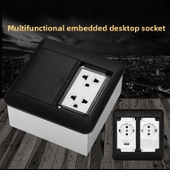 Multifunctional Embedded Floor Socket Black Multimedia Hidden Floor Socket