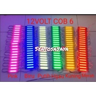 lampu led strip cob 6 mata variasi motor dan mobil dc 12v - putih