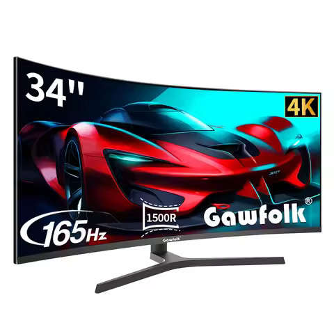 New Gawfolk Monitor 34'' 165Hz Bandfish Screen Curved 1500R Gaming Bezel-less Slim 400HDR Nits 100%