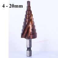 Mũi Khoan Bước Tháp 4-20 Chuôi Lục Giác Thép HSS Co Phủ Cobalt 4-20 Các Kích Thước Chuyên Thép Inox