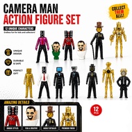 TOYSHUB Clock Head Speaker Man Action Figures Set – Creative Collectible Toy Figurines Bundle (Gold 