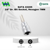SATA L-Wrench 22205 3/8" DR. BIT SOCKET, HEXAGON 7MM Hexagonal SOCKET