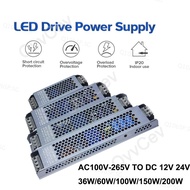 36W 60W 100W 150W 200W AC110-265V to DC12V/24V LED Strips Driver Power Supply Lighting Transformers Adapter Switch  SG10B