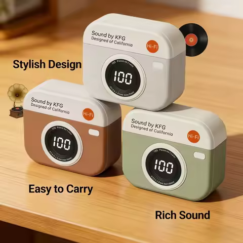 Q86 Ultra Long Battery Wireless Earbuds Retro Camera Design Semi-In-Ear Headphones with Power Displa