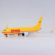DHL Logistics Boeing 737-800 Aircraft Model with LED Light (Touch or Sound Control) Plane for Decor