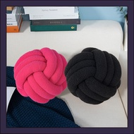 [WX] Braided Knot Pillow Deform-resistant Knot Pillow 22cm Round Ball Shape Sherpa Knot Pillow Soft 