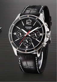 นาฬิกา CASIO รุ่น MTP-1374L-1A นาฬิกาข้อมือสำหรับผู้ชาย สายหนังสีดำ หน้าปัดดำ - มั่นใจ ของแท้ 100% รับประกันสินค้า 1 ปีเต็ม