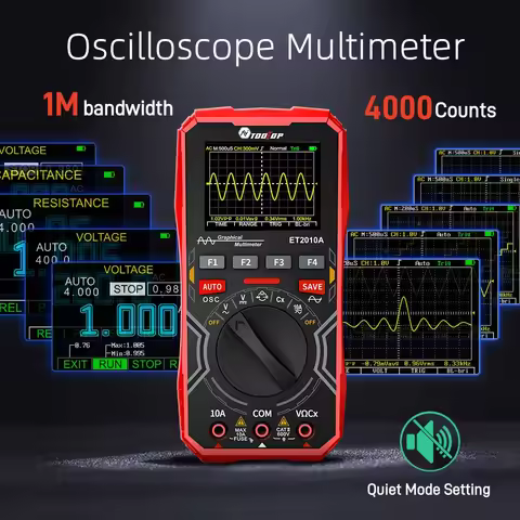 TOOLTOP ET2010A Digital Oscilloscope Multimeter Color Handheld 1Mhz 2.5MSps AUTO Oscilloscope AC/DC 