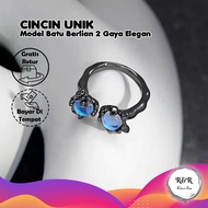 Ring Galaxy Double Stonebiru Galaxy Stone Fashion Ring Elegantbiru Aesthetic Adjustable Premium Look