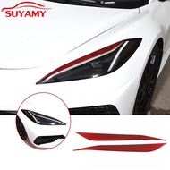 Soft Carbon Fiber Car Headlights Lamp Brow Trim Stickers For 2020-23 Corvette C8 Stingray Z51 Z06 Ca
