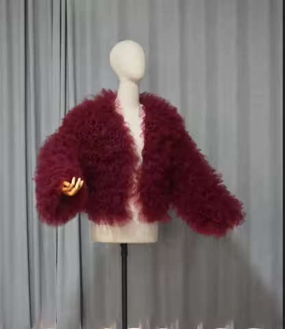 Custom Size Ruffle Tulle long sleeves Jacket Wedding fluffy Bolero Wrap Bridal Accessory