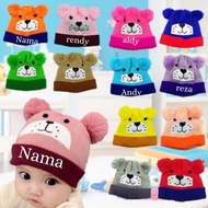 Lion Character Baby Beanie Embroidered Name/ Baby Boy Beanie/ Baby Girl Beanie Pom Pom Beanie