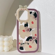 Creative Full Screen Love Heart Fresh Camellia Flowers 3D Bow-knot Little Monster Lens Soft Phone Case for OPPO Reno 4 4F 4SE 5 6 6Z 7 8 7Z Pro 5G R15 R17 F11 F17 F19 Pro A74 A95 A94 4G Cover