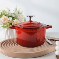 Cast iron pot enamel pot household multifunctional double ear stew pot non stick pot flat bottomed p