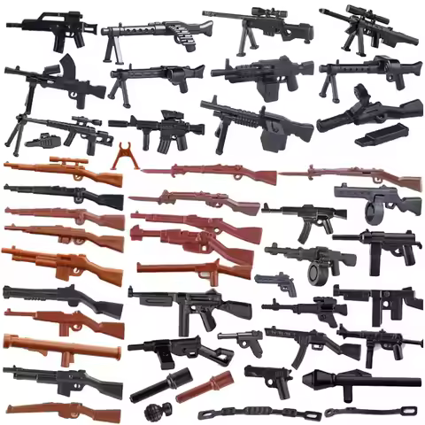 WW2 Military Weapons Building Blocks Army Soldiers Figures 98K MG34 MG42 PPSH Gun Belt Accessories B