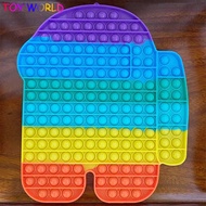 30ซม.จัมโบ้ผีเสื้อหมี Among Us Pop It Fidget ของเล่นขนาดใหญ่เรนโบว์สแควร์ทั้งชุดกล่องดันเด้ง Pop Sen