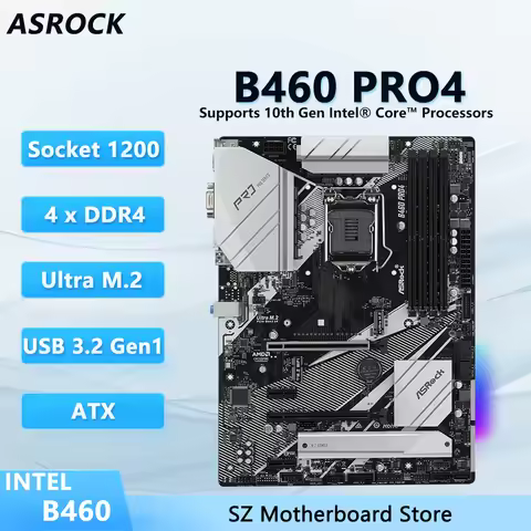 ASROCK B460 PRO4 Motherboard Support B460 Socket 1200 i5-10400 i5-10600K i7-10700 i3-10100 11700 i9-
