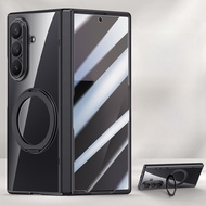 New For Samsung Z Fold7 Casing Fold7 With HD Tempered Glass Magnetic Rotating Stand Phone Case
