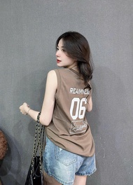 Áo thun ba lỗ NỮ sát nách PHOM VỪA phối chữ trước sau ( Mã RAMN A.H )