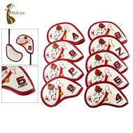 [kokiya] 9x Durable Waterproof Golf Iron Headcover PU Club Head Cover Women Gift