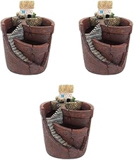 Yardwe 3pcs Garden Plant Live Succulents Plants House Succulent Flowerpot Exquisite Flowerpot Desk Succulent Planter Plant House Succulent Garden Flower Pot Juicy Potted Plant