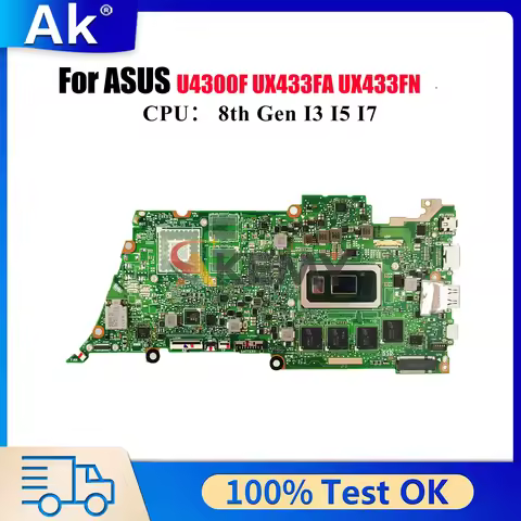 UX433FA Laptop Motherboard For ASUS ZenBook UX433FA U4300F UX433FN UX433F Notebook Mainboard With I3
