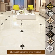 Eogoe 36 PCS Set Tile Diagonal Stickers Self Adhesive Floor Tiles Ceramic PVC Stickers Floor Sticker