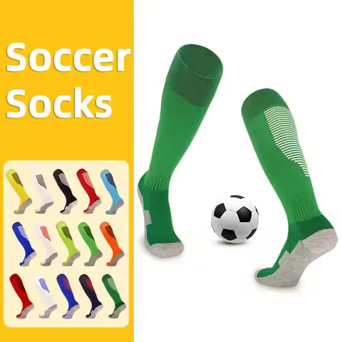 Stripe Sports Soccer Socks Adult Kids Breathable Football Club Knee High Training Running Long Stock