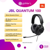 JBL Quantum 100 Wired Over-Ear Gaming Headset With Flip-Up Mic - BLACK