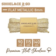 SHOELACE 2 GO PREMIUM FLAT METALLIC MOTIF SHOES 8MM - SF8 - FM1A - GOLD - 90CM 115CM 140CM