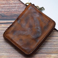 Vintage Genuine Leather Men's Zipper Wallet Short Coin Purse Multi Function Card Holders Luxury Male Money Wallet SarahMi