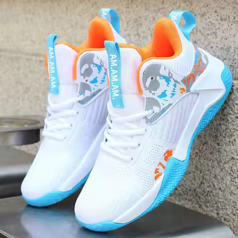 New High-top Basketball Shoes Men Outdoor Sneakers Men Wear Resistant Air Cushioning Baseball Shoes 