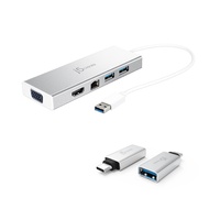 j5create USB A Hub with HDMI, VGA, Ethernet + USB C to USB Type-A Adapter (JUD380 + JUCX15X2)