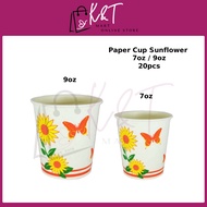 Sunflower Disposable Paper Cup (20pcs) | 7oz 9oz | Cup Kertas