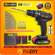 PRODIY DIB Cordless Drill Screwdriver 12v 18v 36v 2 Speed with Battery Li-Ion