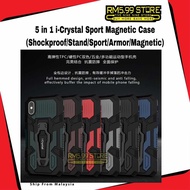 (i-Crystal) Mi 10T/10T Pro/Redmi 8/8A/6/6A/Note 7 5 8/Note 4 4x 5A Prime Sport+Magnetic Stand Shockproof Case